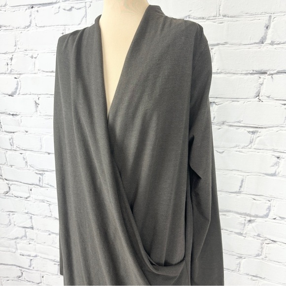 Bryn Walker Bamboo Organic Cotton Medium Faux Wrap Tunic Dress Gray Lagenlook - Picture 4 of 11
